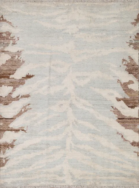 Vegetable Dye Abstract Oriental Area Rug 4x5