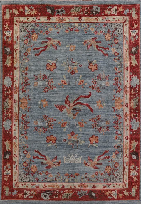 Vegetable Dye Art Deco Oriental Area Rug 9x12