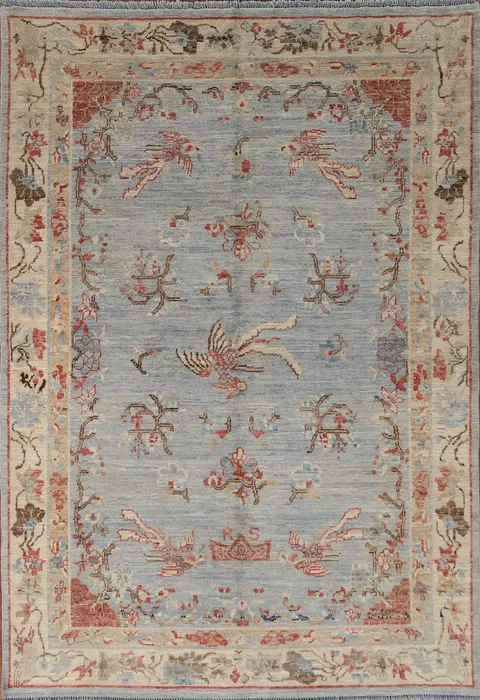 Vegetable Dye Oushak Turkish Area Rug 5x7