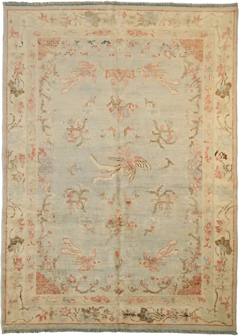 Exquisite Traditional Light Blue Turkish Rug Perfect for Luxurious Home Decor 5'x7'