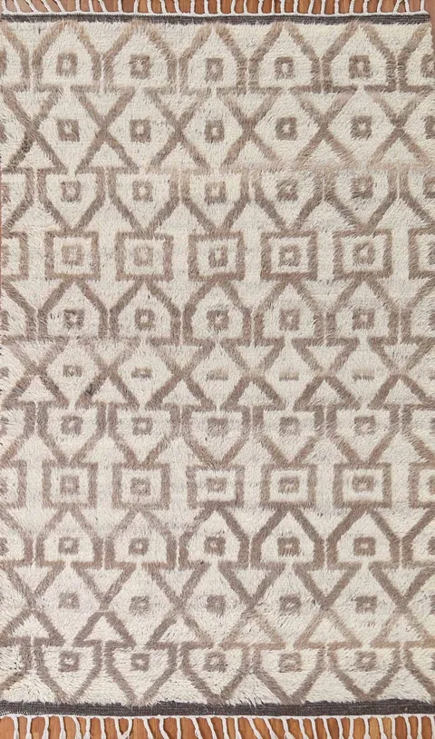 All-Over Wool Moroccan Oriental Area Rug 5x8