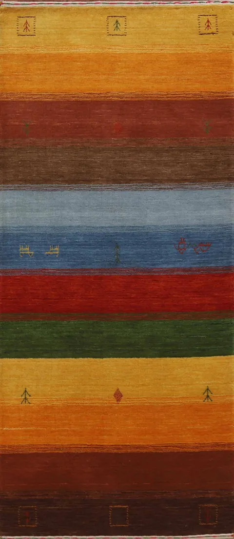 Vibrant Earthy Striped Runner Rug 3x7