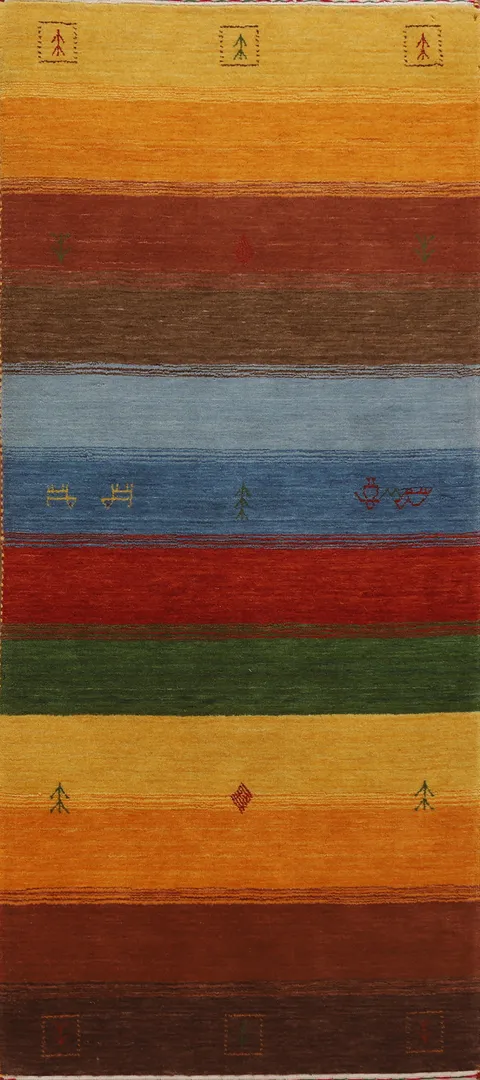 Striped Gabbeh Color-full Runner Rug 3x7