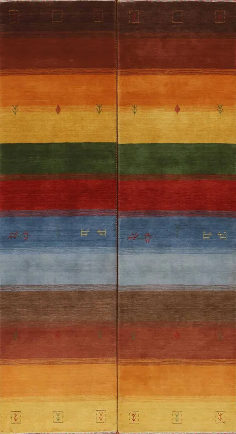 Pair of Tribal Gabbeh Oriental Runner Rugs 3x10