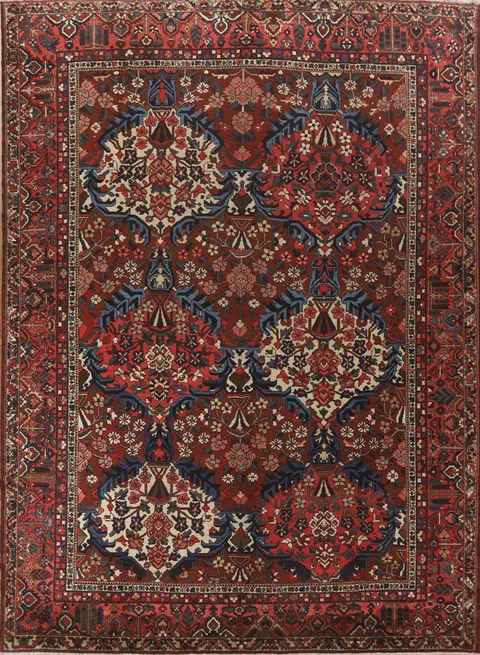 Antique Vegetable Dye Bakhtiari Persian Rug 11x13