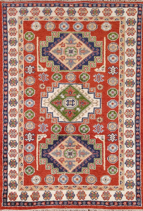 Geometric Kazak Oriental Area Rug 4x6
