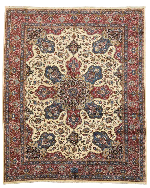 Luxurious Hand-Knotted Ivory Persian Vintage Large Rug 10'xd12'