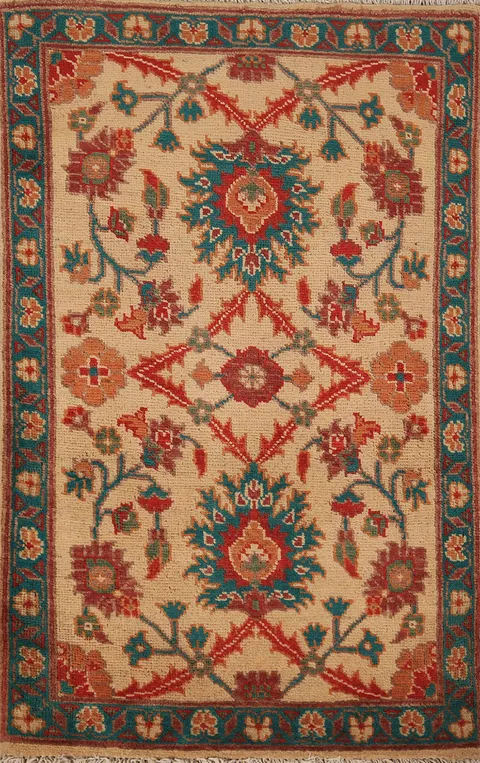 Handmade Floral Kazak Wool Rug 2x3