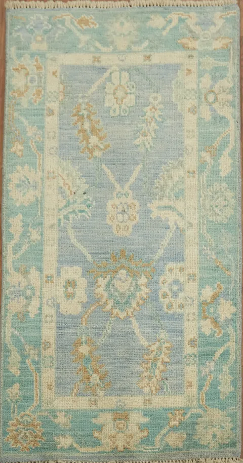 Vegetable Dye Oushak Turkish Wool Rug 2x4