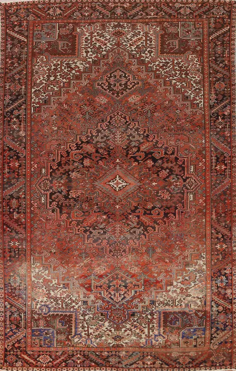 Geometric Wool Heriz Persian Area Rug 8x12