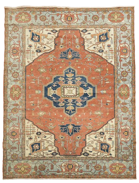 Vegetable Dye Heriz Serapi Persian Hand-Knotted Large Rug 9'x12'