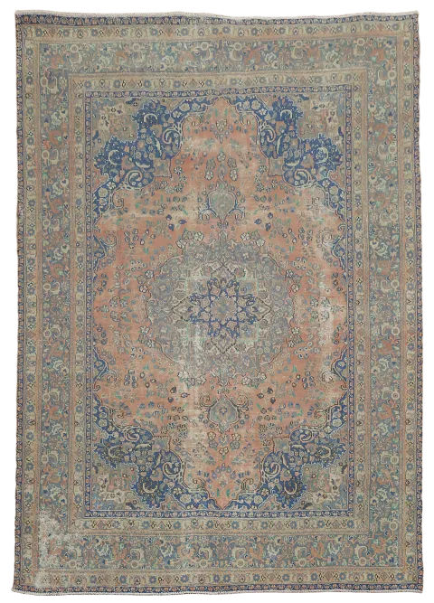 Distressed Wool Mashad Persian Area Rug 8x11