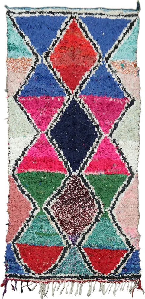 Eclectic Diamond Patterned Vintage Moroccan Rug for Modern Homes 5'x9'