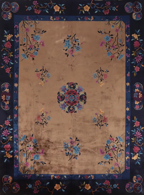 Vegetable Dye Art Deco Palace Size Wool Rug 12x15
