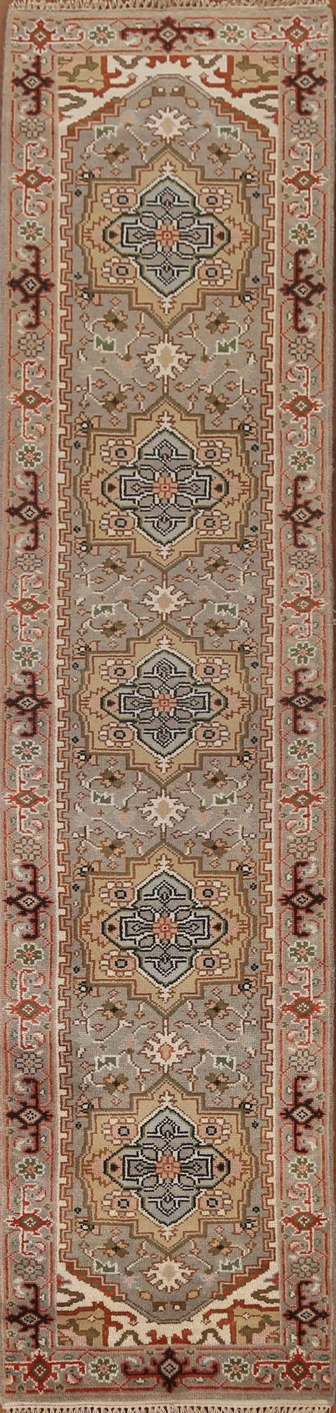 Geometric Heriz Serapi Runner Rug 3x12