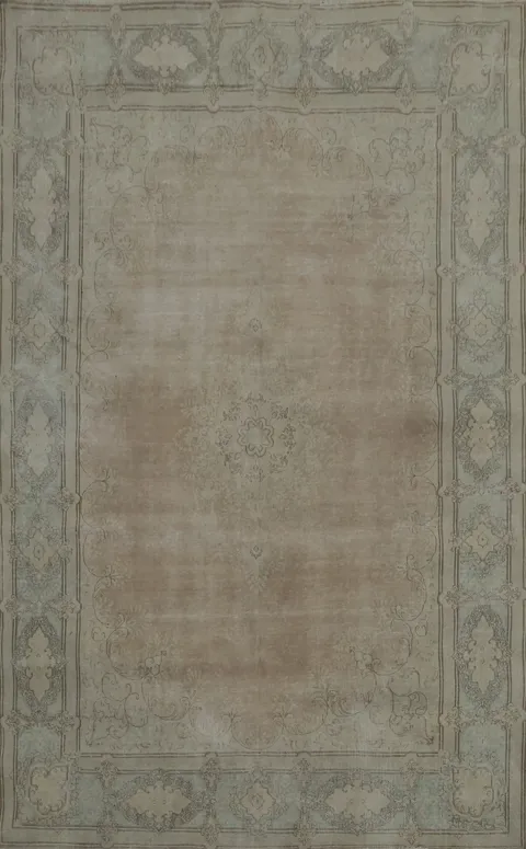 Rustic Charm Antique Kerman Persian Rug with Faded Pastel Hues 8x11