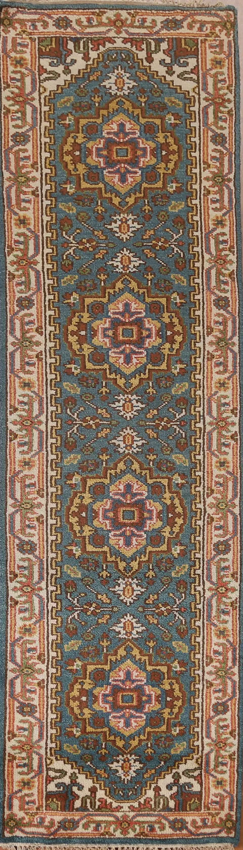 Blue Heriz Serapi Oriental Runner Rug 3x10