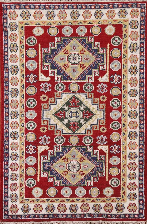 Red Kazak Oriental Area Rug 4x6