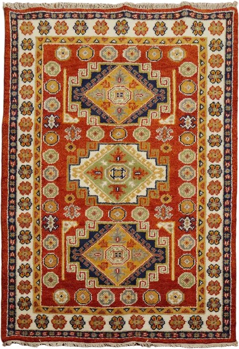 Wool Kazak Oriental Area Rug 4x6