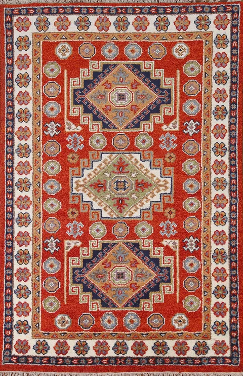 Geometric Kazak Area Rug 4x6