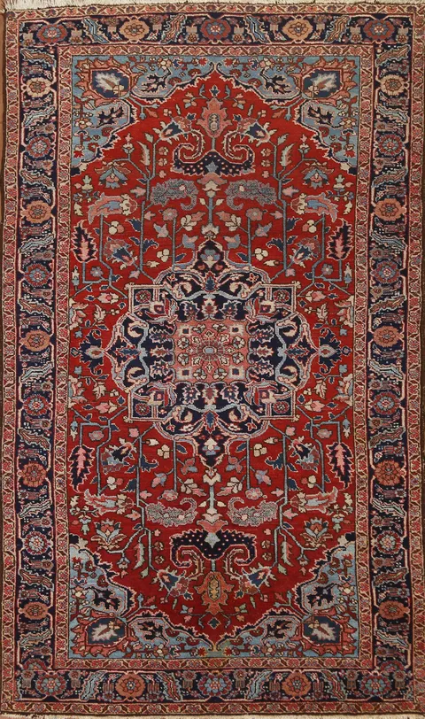 Antique Vegetable Dye Heriz Serapi Persian Area Rug 6x10