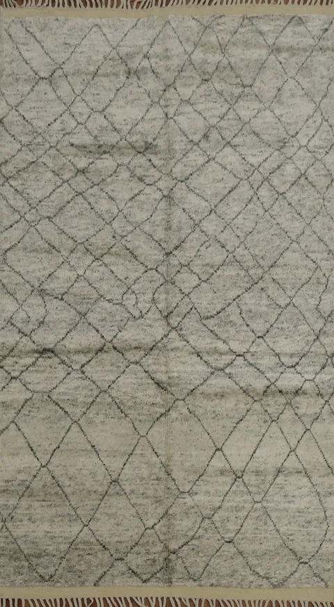 Minimalist Moroccan Area Rug 5x8 with Elegant Line Detailing