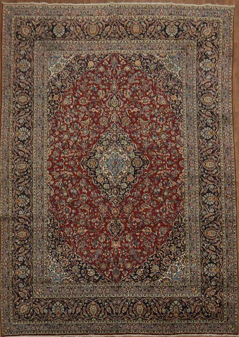 Elegant Traditional Kashan Persian Carpet with Rich Floral Designs 11x16