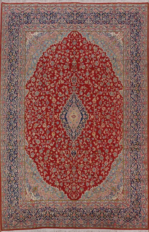 Vegetable Dye Floral Kerman Persian Area Rug 8x11