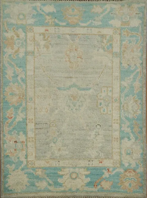 Hand-Knotted Oushak Turkish Area Rug 2x3