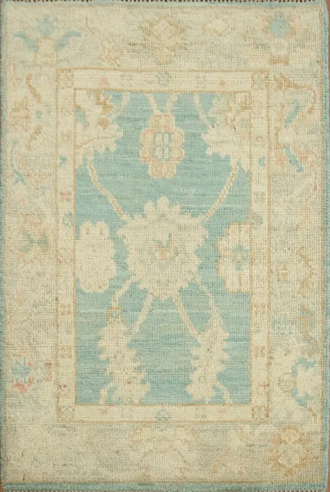 Turquoise Oushak Turkish Wool Rug 2x3