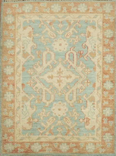 Geometric Oushak Turkish Wool Rug 2x3