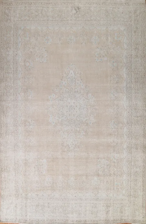 Distressed Muted Kerman Persian Area Rug 10x13