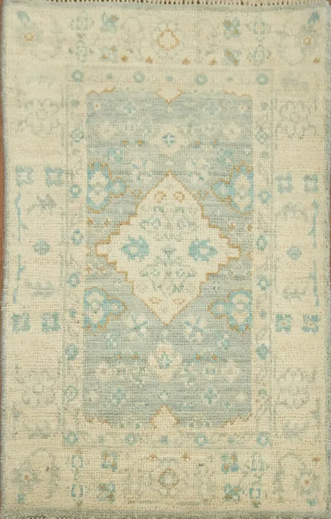 Geometric Wool Oushak Turkish Rug 2x3