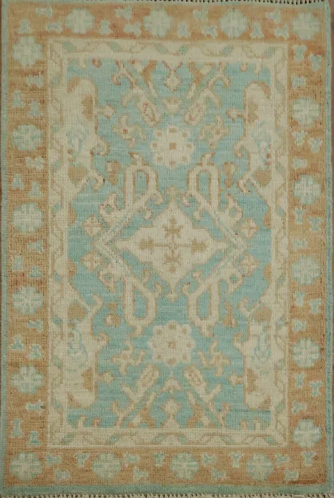 Turquoise Wool Oushak Oriental Rug 2x3