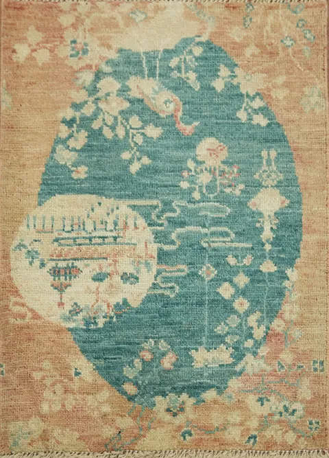 Animal Pictorial Oushak Vegetable Dye Rug 2x3