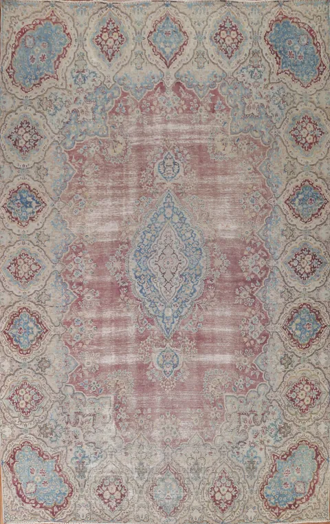 Distressed Kerman Persian Area Rug 10x13
