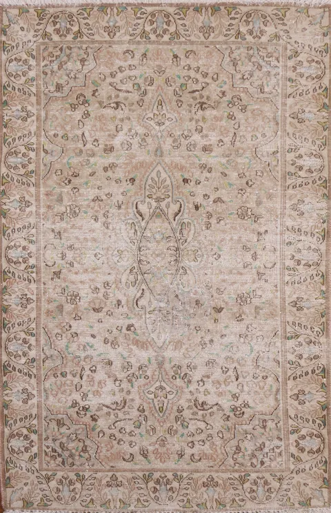 Distressed Wool Kerman Persian Rug 3x5