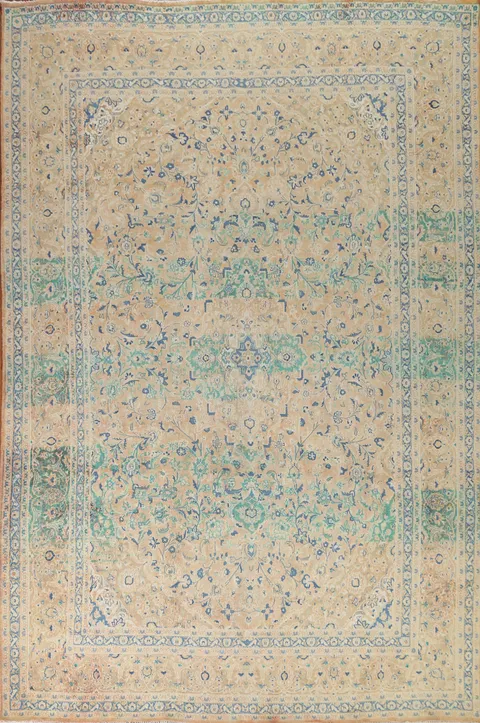 Distressed Mashad Persian Area Rug 10x12
