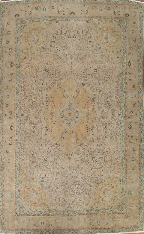 Vintage Brown Tabriz Persian Area Rug 8x12