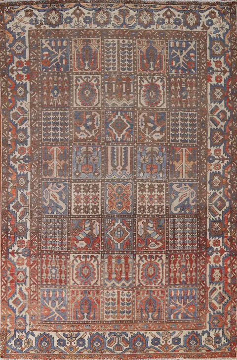 Antique Bakhtiari Persian Area Rug 7x9
