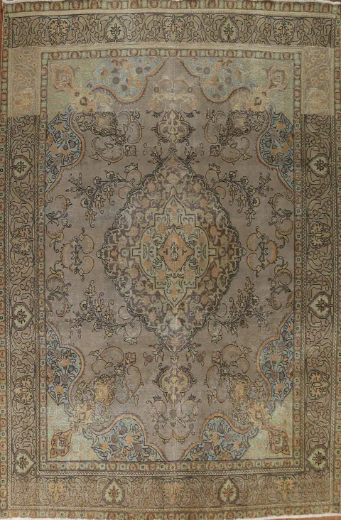 Distressed Over-Dyed Tabriz Persian Area Rug 10x13