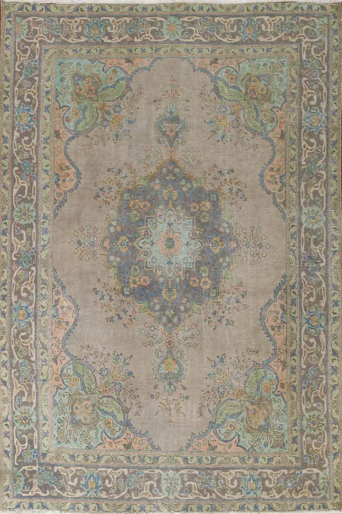 Distressed Over-Dyed Tabriz Persian Area Rug 8x11