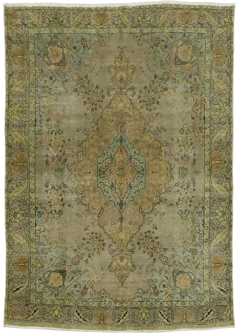 Brown Wool Tabriz Persian Area Rug 8x11