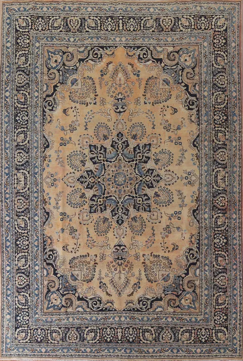 Vintage Wool Mashad Persian Area Rug 10x13