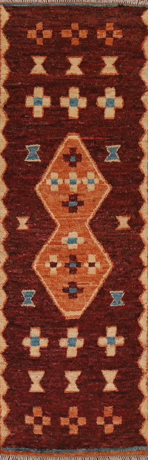 Burgundy Moroccan Runner Rug 3x10