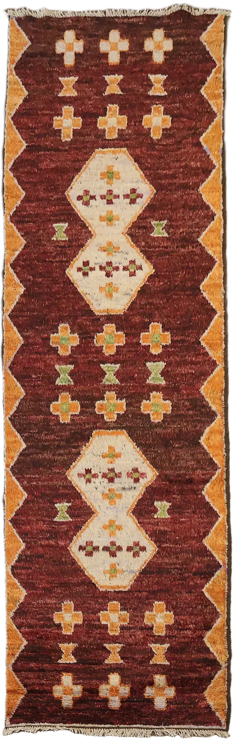 Burgundy Moroccan Runner Rug 3x10