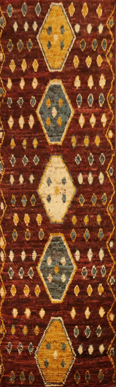Burgundy Red Moroccan Runner Rug 3x10