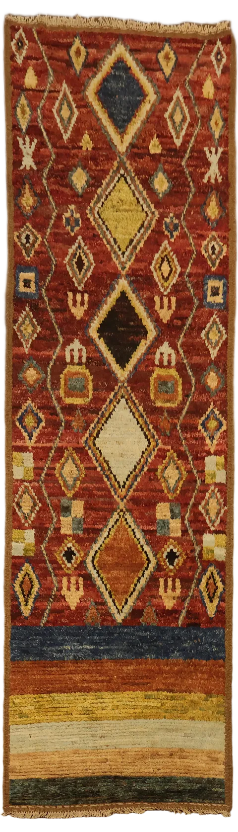 Geometric Moroccan Wool Runner Rug 3x10