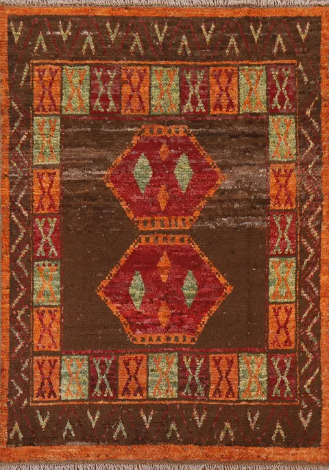 Brown Moroccan Wool Area Rug 6x8
