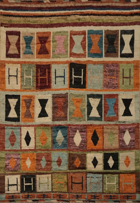 Multicolored Moroccan Area Rug 8x10 with Vibrant Geometric Design